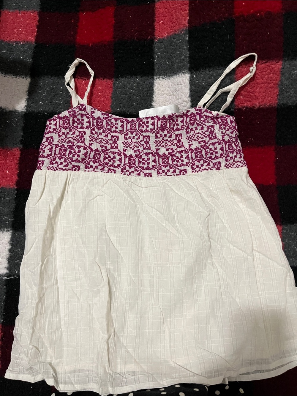 dELiA*s  Ivory Cami with Magenta Embroidered Yoke